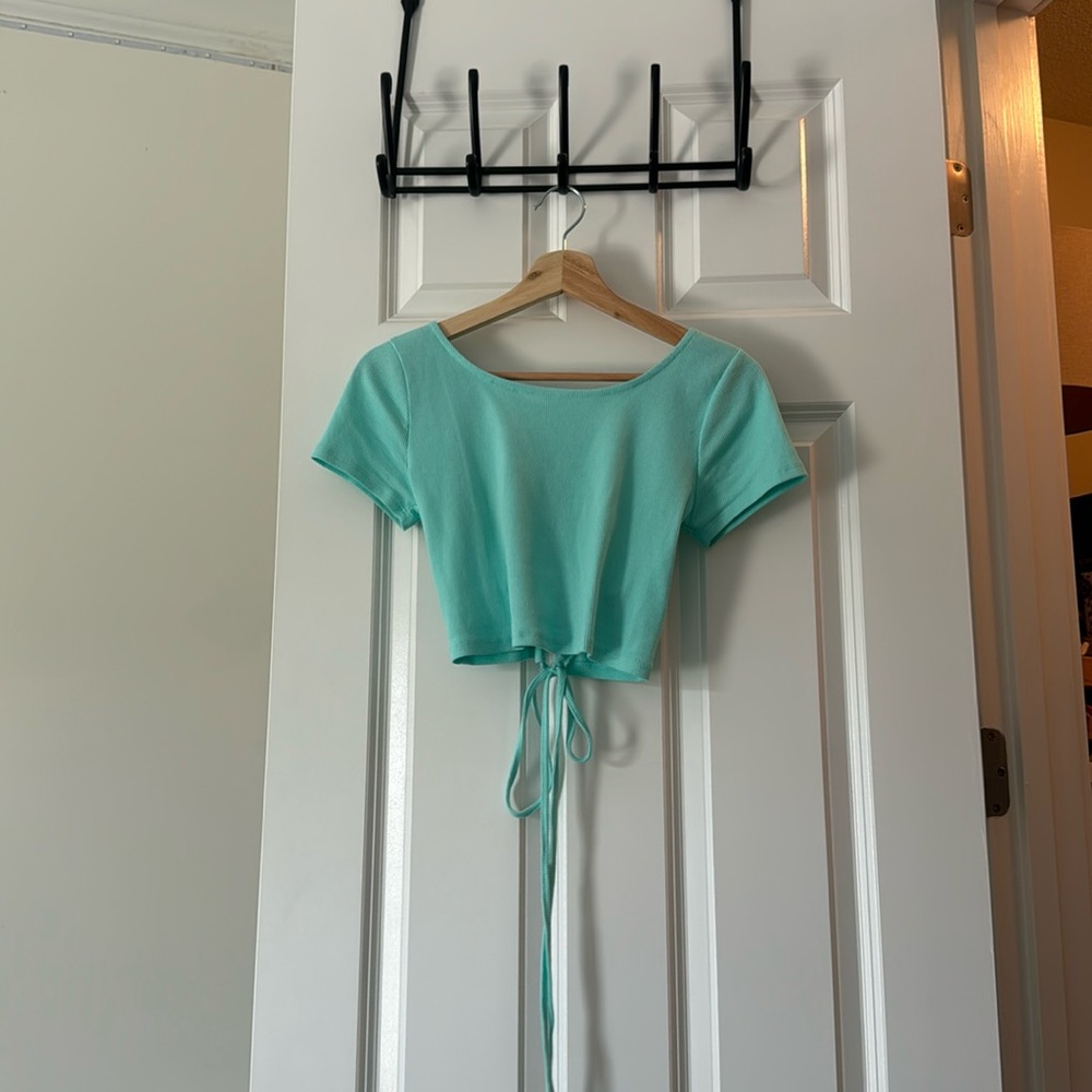 Mint green backless top